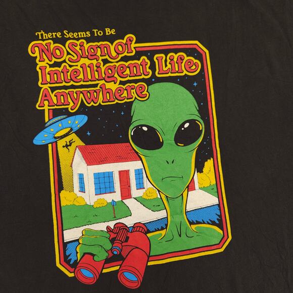 DOM Alien No Sign of Intelligent Life Anywhere T Shirt Mens Size 2XL Black - Picture 4 of 9